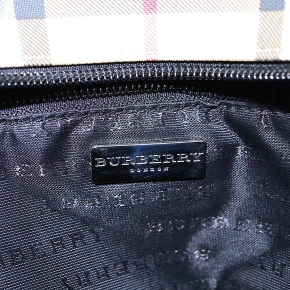 BURBERRY Nova Check Hand Bag PVC Beige Silver Auth 90263 - Picture 11 of 16